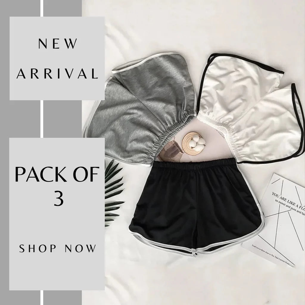 Pack of 3 Plain Shorts For Ladies