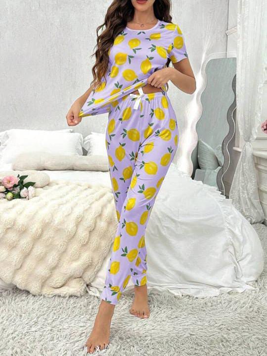 Purple Lemons Printed Night wear