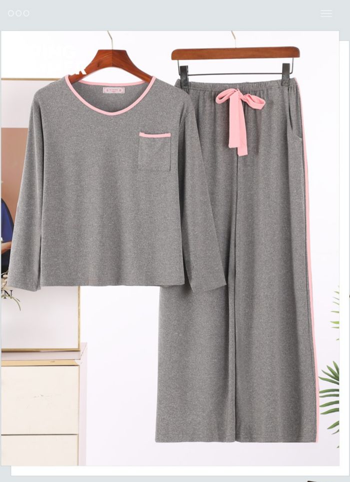 Plain Grey With Pink Pocket T-shirt With Plazzo Pajama Suit